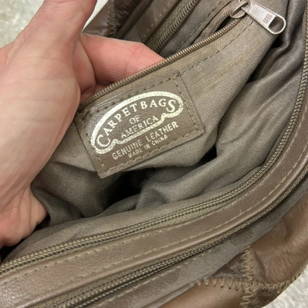 Carpet bags of American vintage leather patchwork purse
